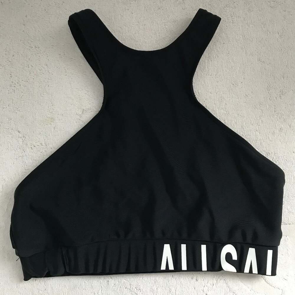 ALLSAINTS BLACK DARA BIKINI TOP BLACK RACER BACK CROP WOMENS SMALL